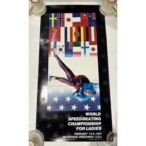 Original 1987 World Speedskating Championship For Ladies Poster By Brad Bennett